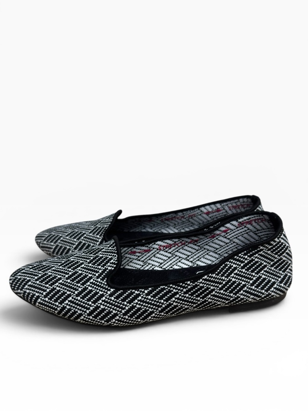 Skechers Cleo Huntington Black White Geometric Knit Ballet Flats Womens US 7